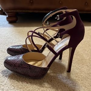 Ivanka Trump Dark Purple Snake Heels